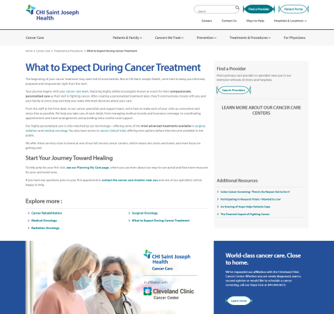 What To Expect During Cancer Treatment | Cancer Care | CHI Saint Joseph ...