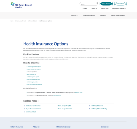 Health Insurance Options | CHI Saint Joseph Health